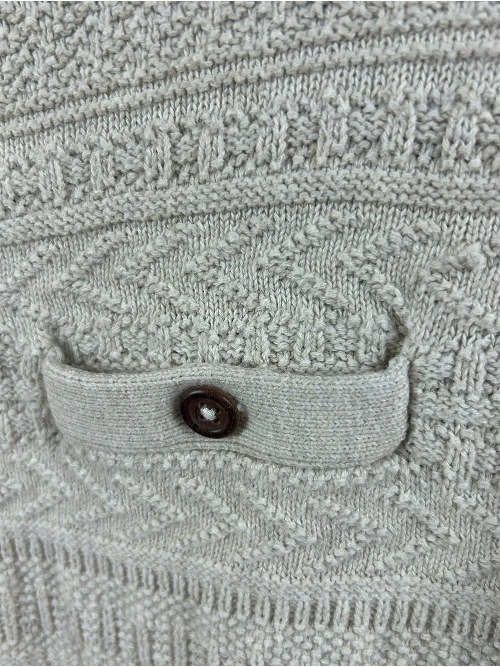 J.Crew Men’s Medium 100% Cotton Textured Knit Sweater Beige Crewneck Pocket